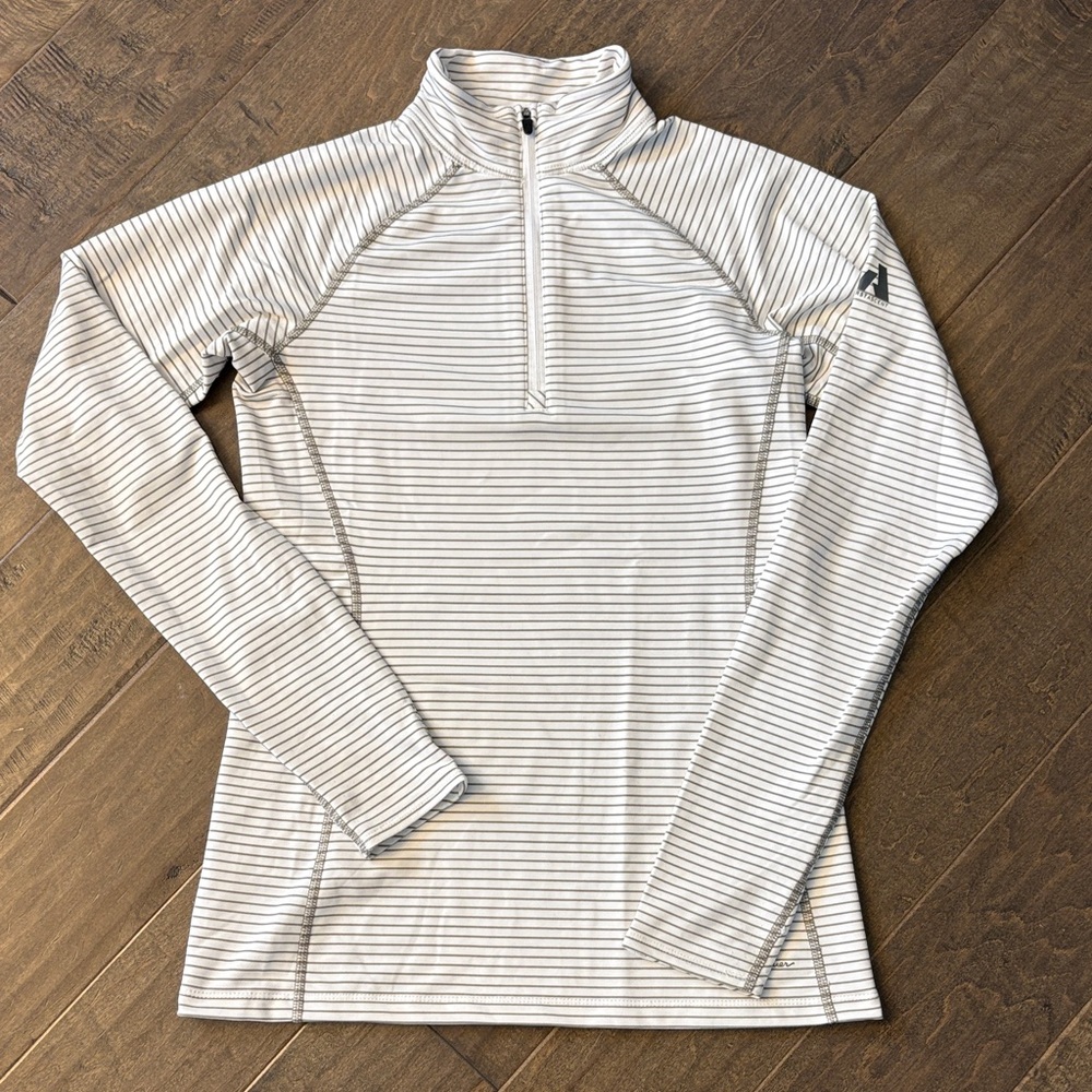 Eddie Bauer Gray Striped Long Sleeve Tee